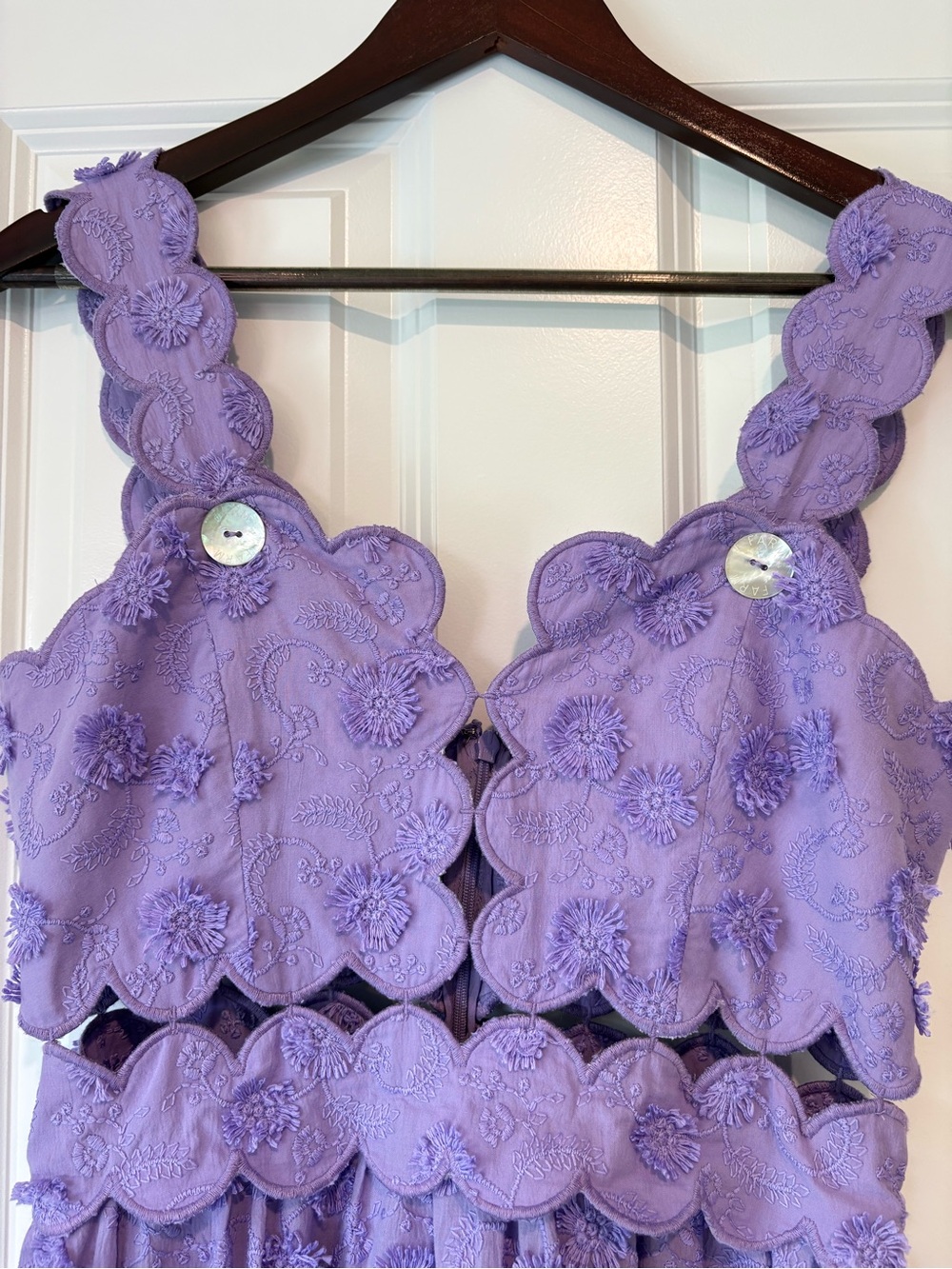 Farm Rio Lilac 3D Flower Sleeveless Midi Dress (Small) - Picture 3 of 10